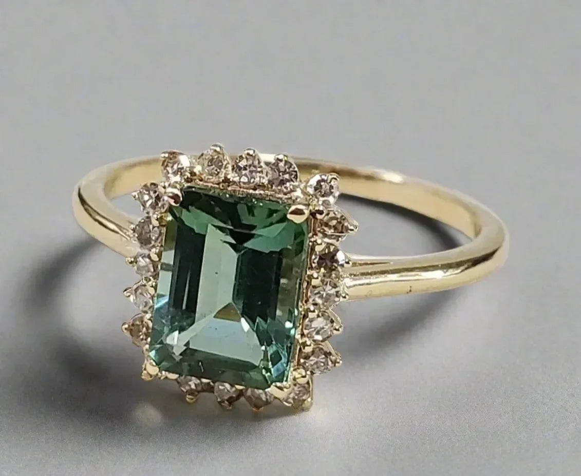 18k Octagon Natural Green Tourmaline Gold Ring - K Jewelry Accessories
