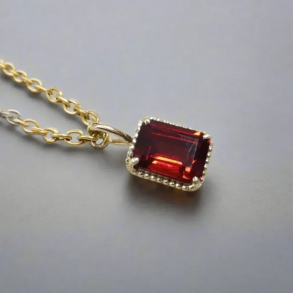Handmade 14K Garnet Gold Pendant - K Jewelry Accessories