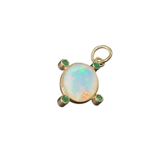 Handmade 14k Emerald & Ethiopian Opal Gold Pendant - K Jewelry Accessories