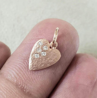 Hammered 14k Rose Gold Heart Diamond Pendant - K Jewelry Accessories