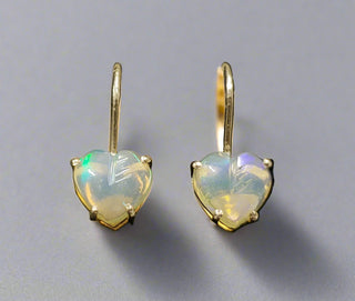 14k Gold Heart Ethiopian Opal Earrings - K Jewelry Accessories