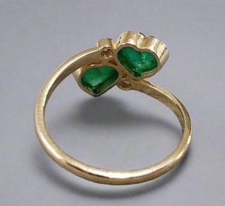 14k Gold Zambian Emerald Heart and Brilliant Cut Diamond Ring - K Jewelry Accessories