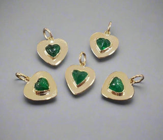 14k Gold Natural Zambian Emerald Pendant - K Jewelry Accessories