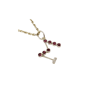 M Letter Charm Pendant 14K Gold With Spinel & Diamond - K Jewelry Accessories