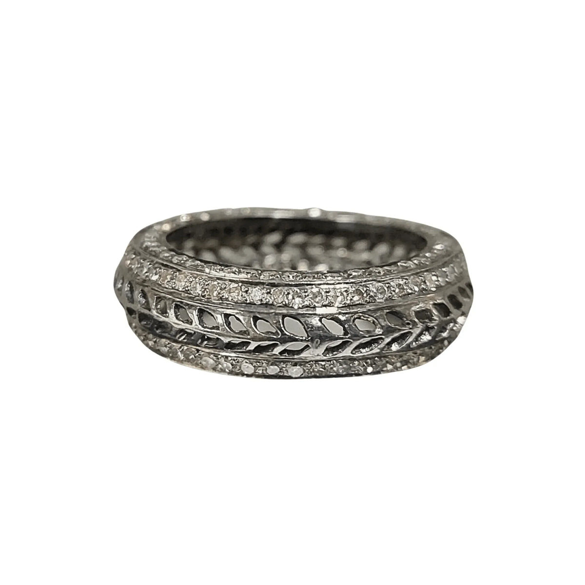925 Silver Oxidized Diamond Eternity Band - K Jewelry Accessories