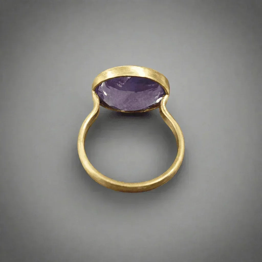 14k Gold Oval Lavender Quartz / Rose de France Amethyst Ring - K Jewelry Accessories