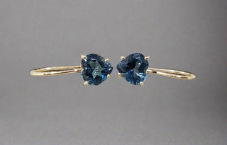 Solid Gold Heart Cut London Blue Topaz 14k Earring For Women - K Jewelry Accessories