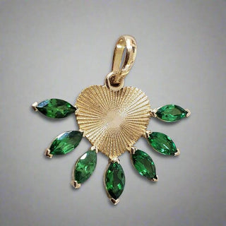14k Gold Natural Tsavorite Pendant Heart Shaped - K Jewelry Accessories