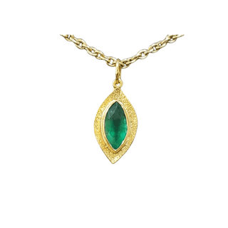 18k Gold Marquise Zambian Emerald Pendant - K Jewelry Accessories