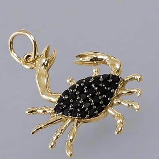 Crab 14k Gold Pendant With Black Diamond - K Jewelry Accessories