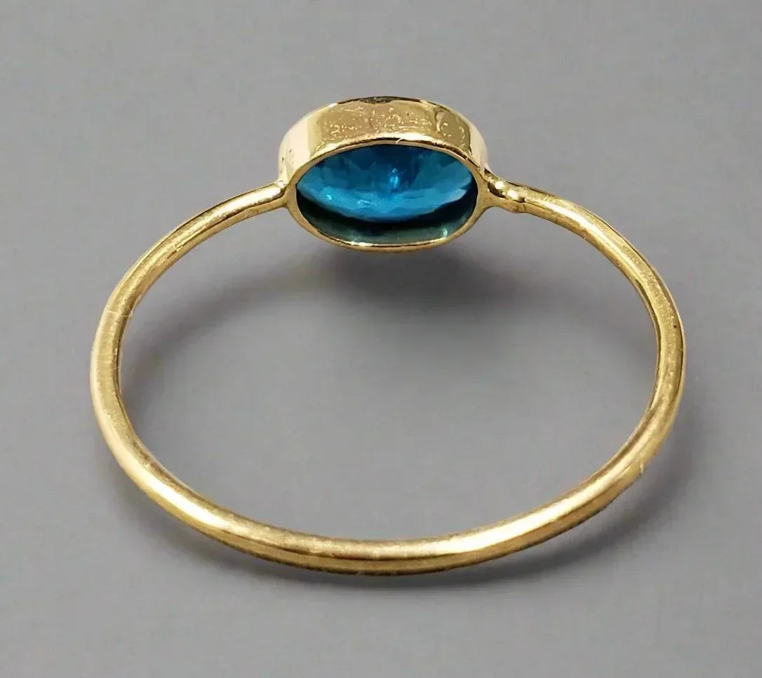 18K Gold Oval Shape Neon Apatite Ring - K Jewelry Accessories