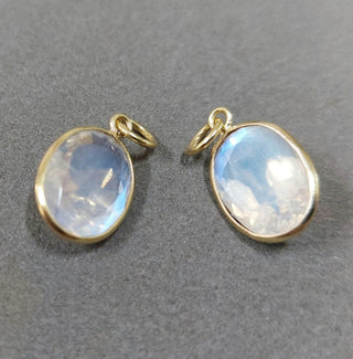 18k Gold Blue Schiller Rainbow Moonstone Pendant - K Jewelry Accessories