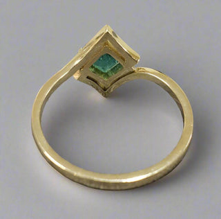 14k Gold Emerald Asscher Cut Ring - K Jewelry Accessories