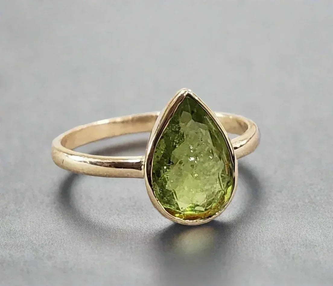 14k Olive Green Tourmaline Ring Gold - K Jewelry Accessories