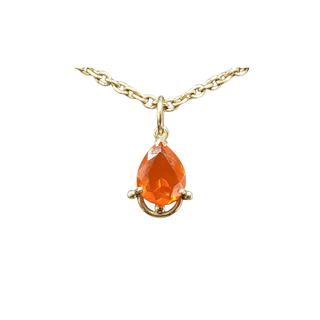 14k Gold Natural Orange Ethiopian Opal Dainty Pendant - K Jewelry Accessories