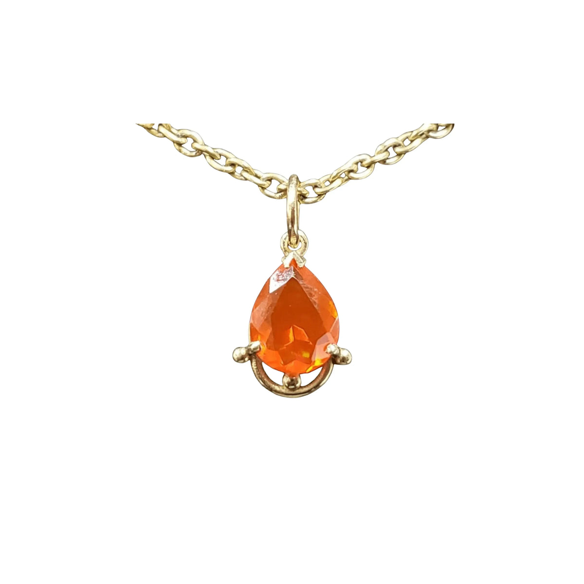 14k Gold Natural Orange Ethiopian Opal Dainty Pendant - K Jewelry Accessories