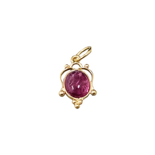 Oval Cabochon Rubellite Tourmaline Pendant 18k Gold - K Jewelry Accessories