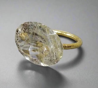 14k Solid Golden Rutilated Quartz Gold Ring - K Jewelry Accessories