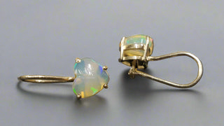 14k Gold Heart Ethiopian Opal Earrings - K Jewelry Accessories