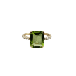 Green Peridot and Diamond 18k Gold Ring - K Jewelry Accessories
