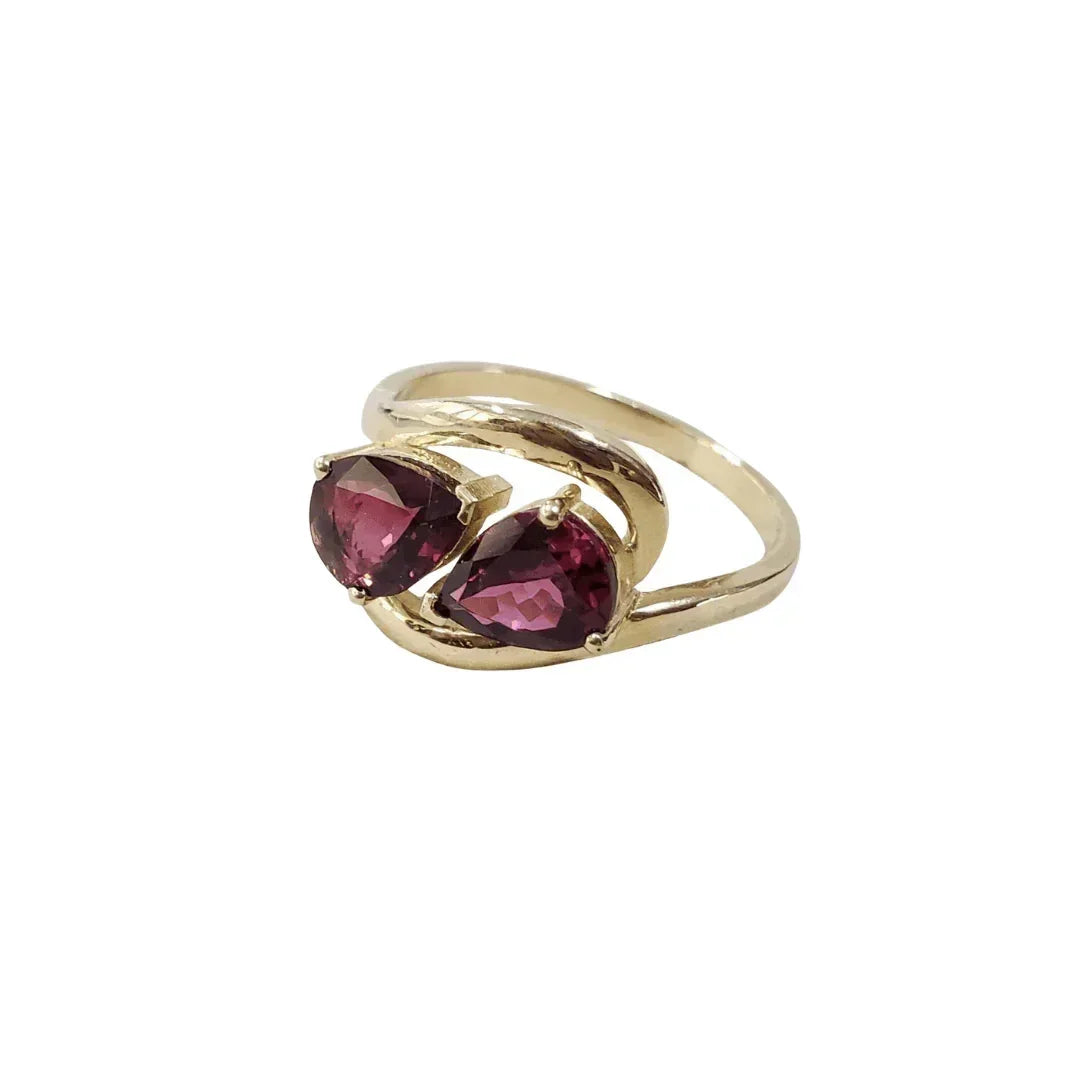 14k Gold Two Stone Pink Tourmaline Ring - K Jewelry Accessories