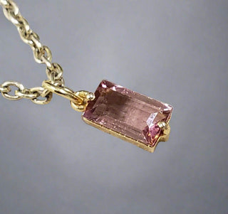 Amazing shade 14k Pink Tourmaline Gold Pendant - K Jewelry Accessories