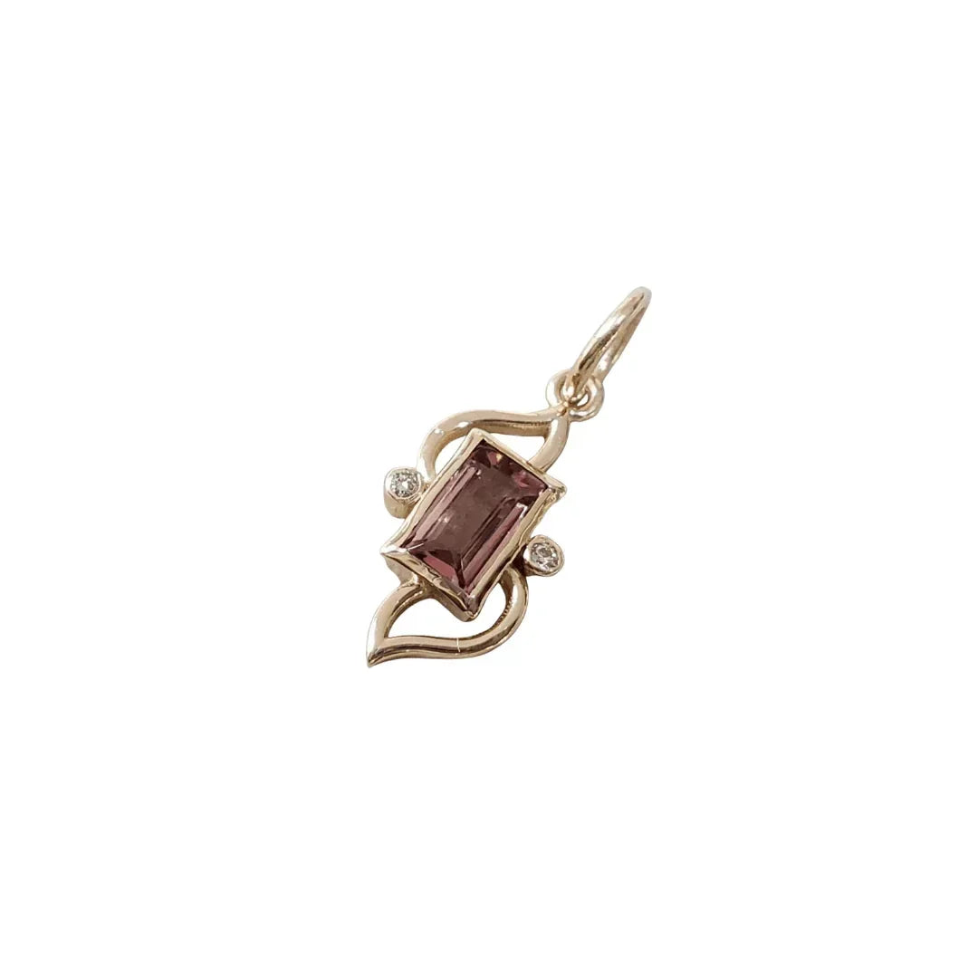 Baguette Pink Tourmaline and Diamond Gold Pendant - K Jewelry Accessories
