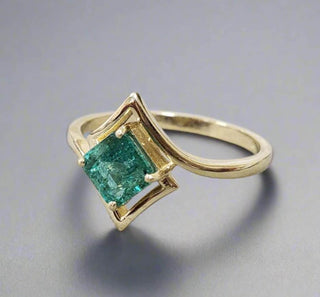 14k Gold Emerald Asscher Cut Ring - K Jewelry Accessories