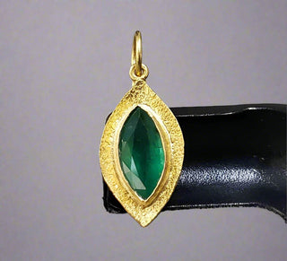 18k Gold Marquise Zambian Emerald Pendant - K Jewelry Accessories