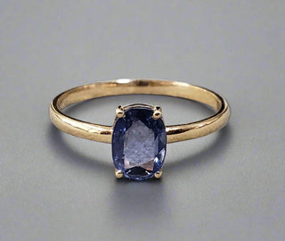 14k Gold Natural Blue Sapphire Statement Ring - K Jewelry Accessories