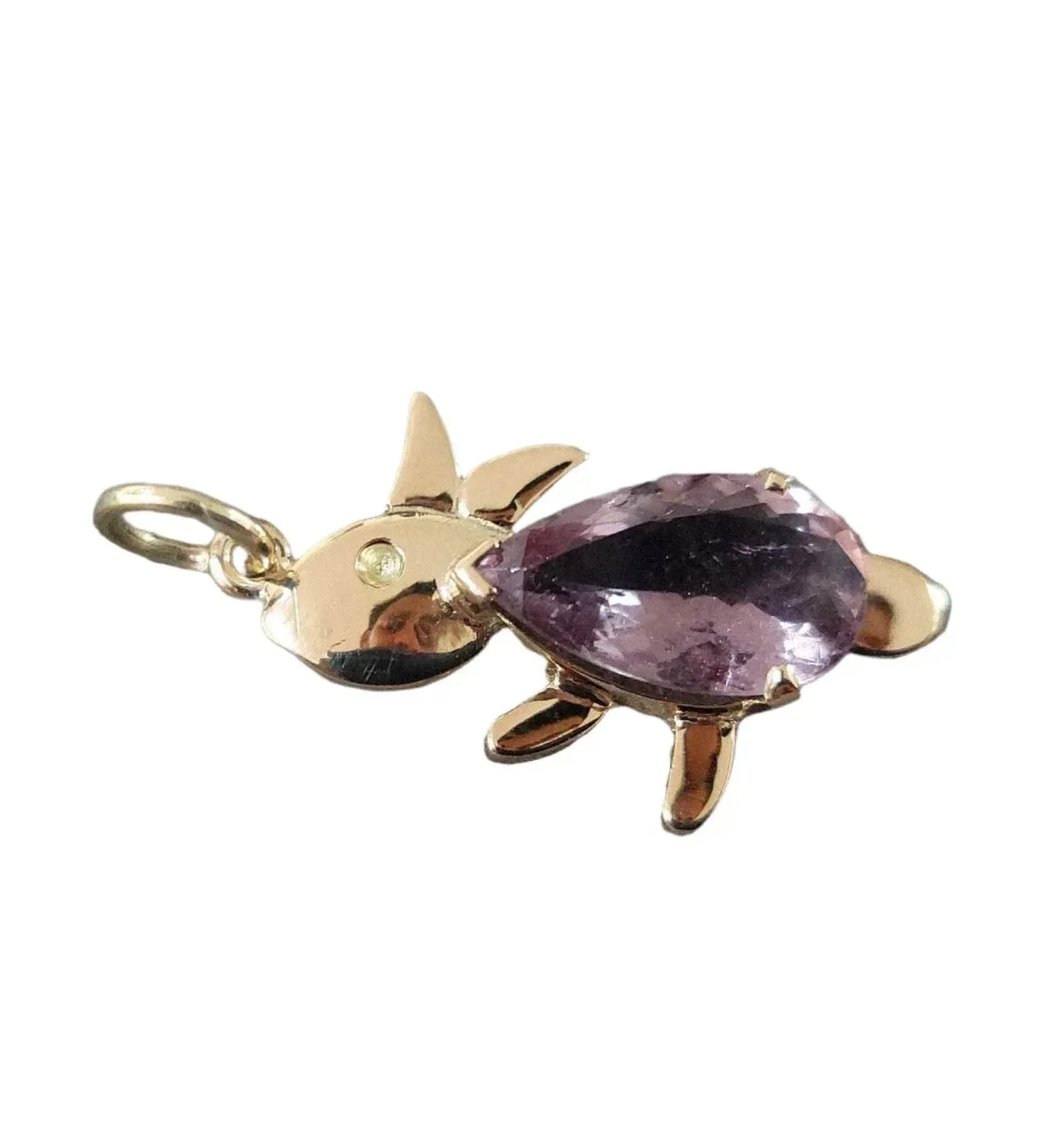 14k Gold Rabbit Purple Tourmaline Pendant, Animal Lover Jewelry - K Jewelry Accessories