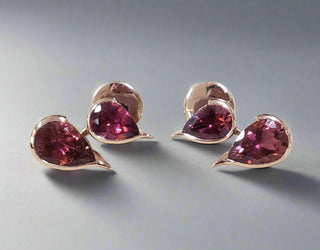 14k Rose Gold Teardrop Rubellite Studs Earring - K Jewelry Accessories