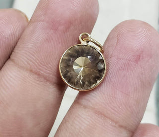 Round Champagne Quartz 14k Gold Pendant Necklace - K Jewelry Accessories