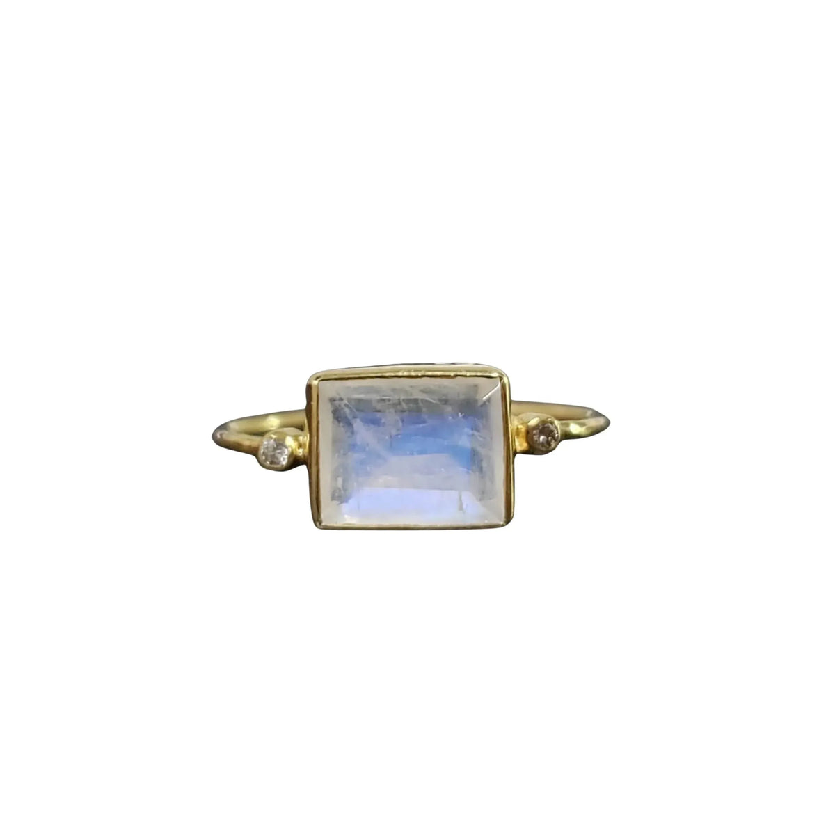 stackable 14k Blue Flash Rainbow Moonstone Gold Ring - K Jewelry Accessories