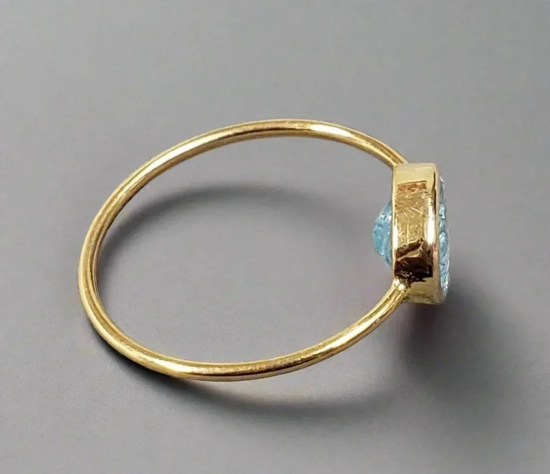 Oval 18k Gold Natural Paraiba Apatite Ring - K Jewelry Accessories