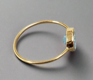 Oval 18k Gold Natural Paraiba Apatite Ring - K Jewelry Accessories