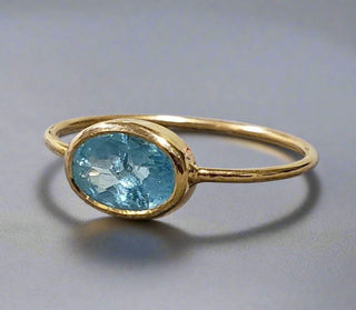 Oval 18k Gold Natural Paraiba Apatite Ring - K Jewelry Accessories