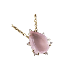 14k Solid No Bail Rose Quartz Gold Pendant - K Jewelry Accessories
