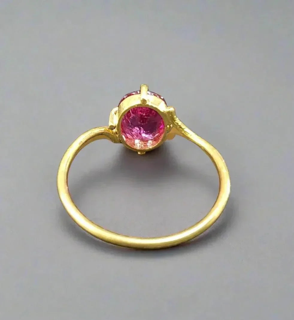 Solid Gold Natural Rubellite Ring 18k - K Jewelry Accessories