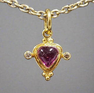 18k Gold Pink Tourmaline with Diamond Pendant - K Jewelry Accessories