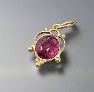 Oval Cabochon Rubellite Tourmaline Pendant 18k Gold - K Jewelry Accessories