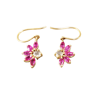 18k Gold Natural Ruby Earrings Design With Diamonds - K Jewelry Accessories