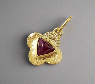 Trillion Ruby 18k Gold Pendant Handmade - K Jewelry Accessories