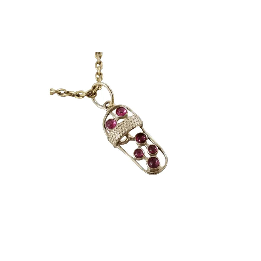 Mini Sandal 14k Gold Dainty Pendant, Spinel Smooth Cabochons - K Jewelry Accessories