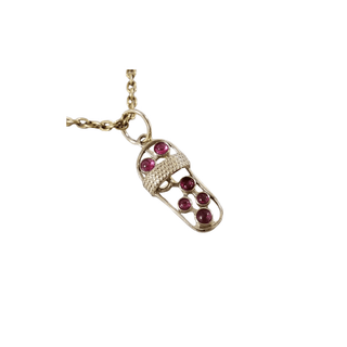 Mini Sandal 14k Gold Dainty Pendant, Spinel Smooth Cabochons - K Jewelry Accessories