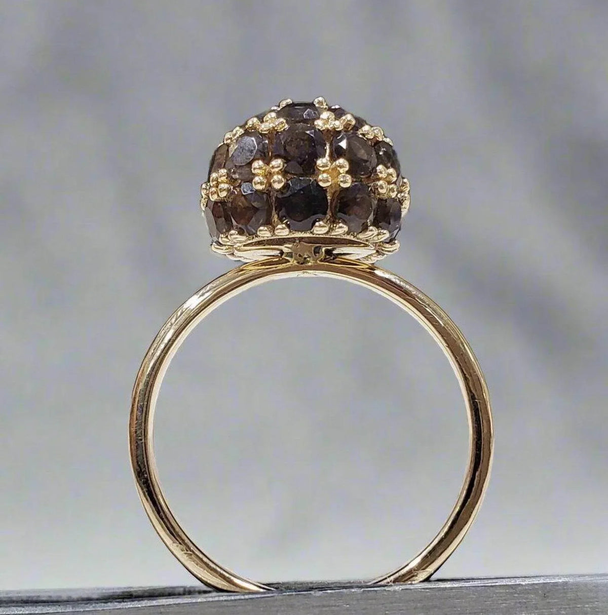 14k Solid Round Smoky Quartz Gold Ring - K Jewelry Accessories