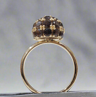 14k Solid Round Smoky Quartz Gold Ring - K Jewelry Accessories