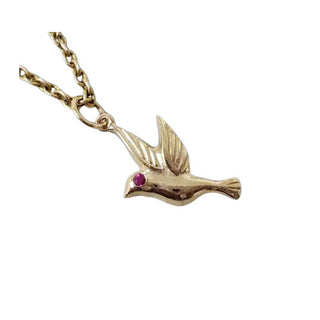 14k Gold Hummingbird Pendant with Ruby Eye - K Jewelry Accessories