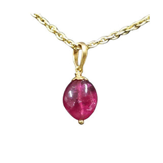 Tumble Rubellite 18k Gold Pendant Genuine Bead, Bail Gold Pendant - K Jewelry Accessories