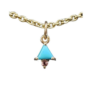 14k Gold Arizona Turquoise with Tourmaline Pendant - K Jewelry Accessories